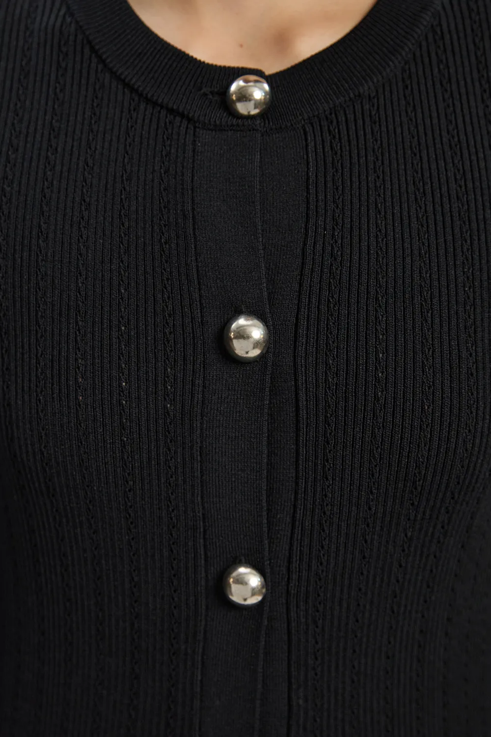 Dome Button Longline Knitted Cardi BKK25237