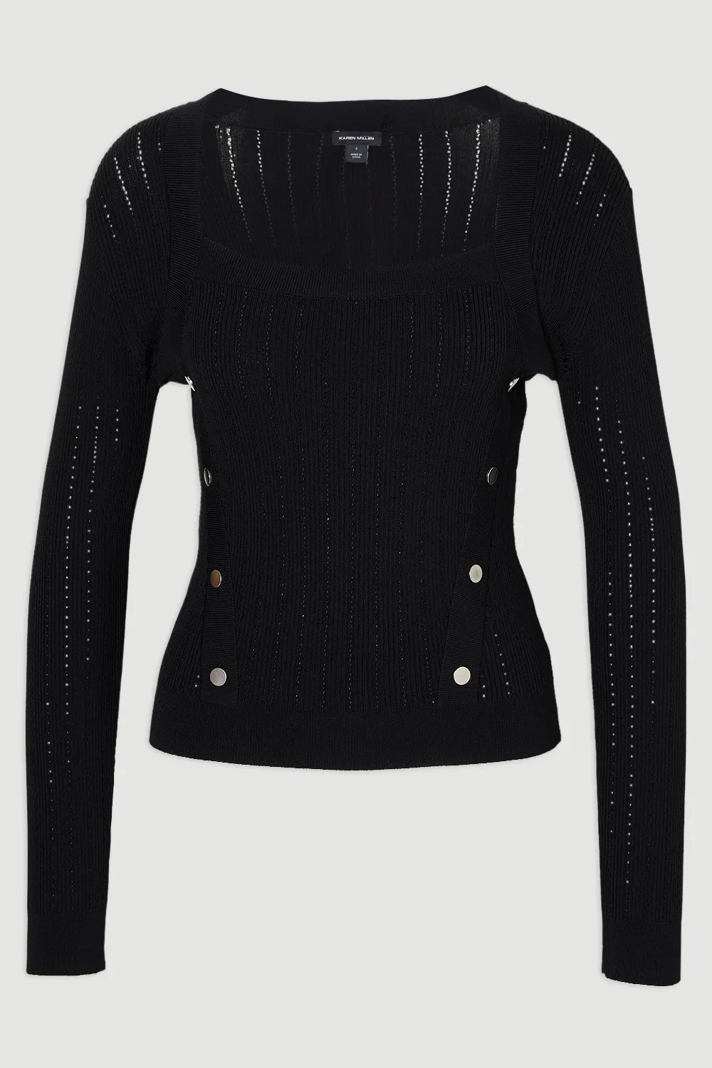 Dome Button Detail Knitted Top BKK25239