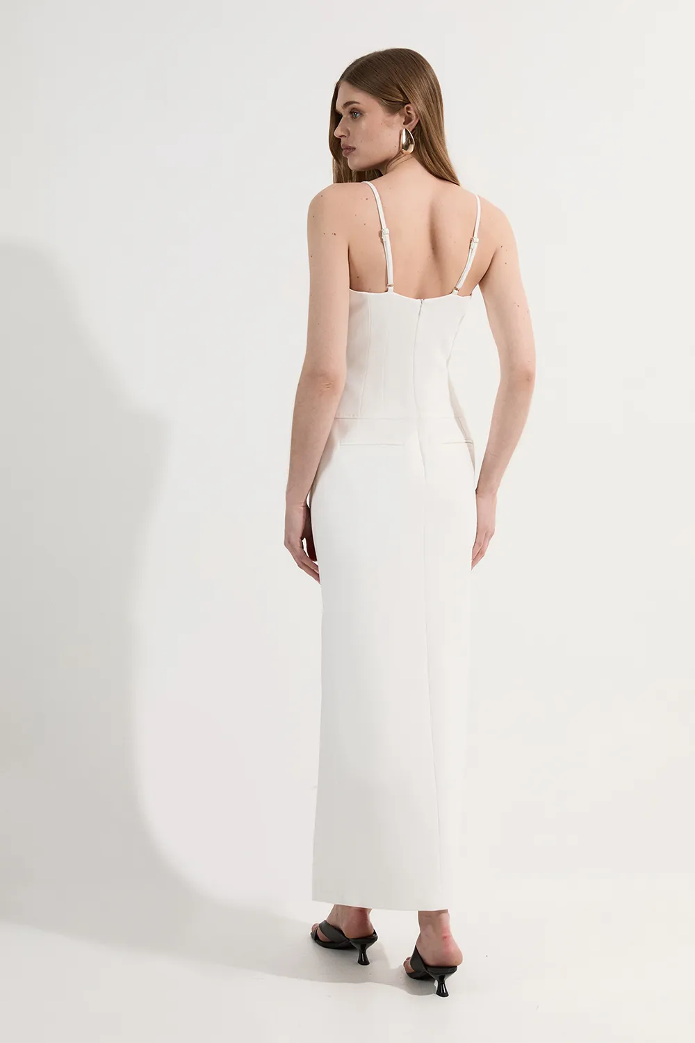 Compact Stretch Stab Stitch Square Neck Tailored Pencil Maxi Dress BKK25265 5 Compact Stretch Stab Stitch Square Neck Tailored Pencil Maxi Dress BKK25265