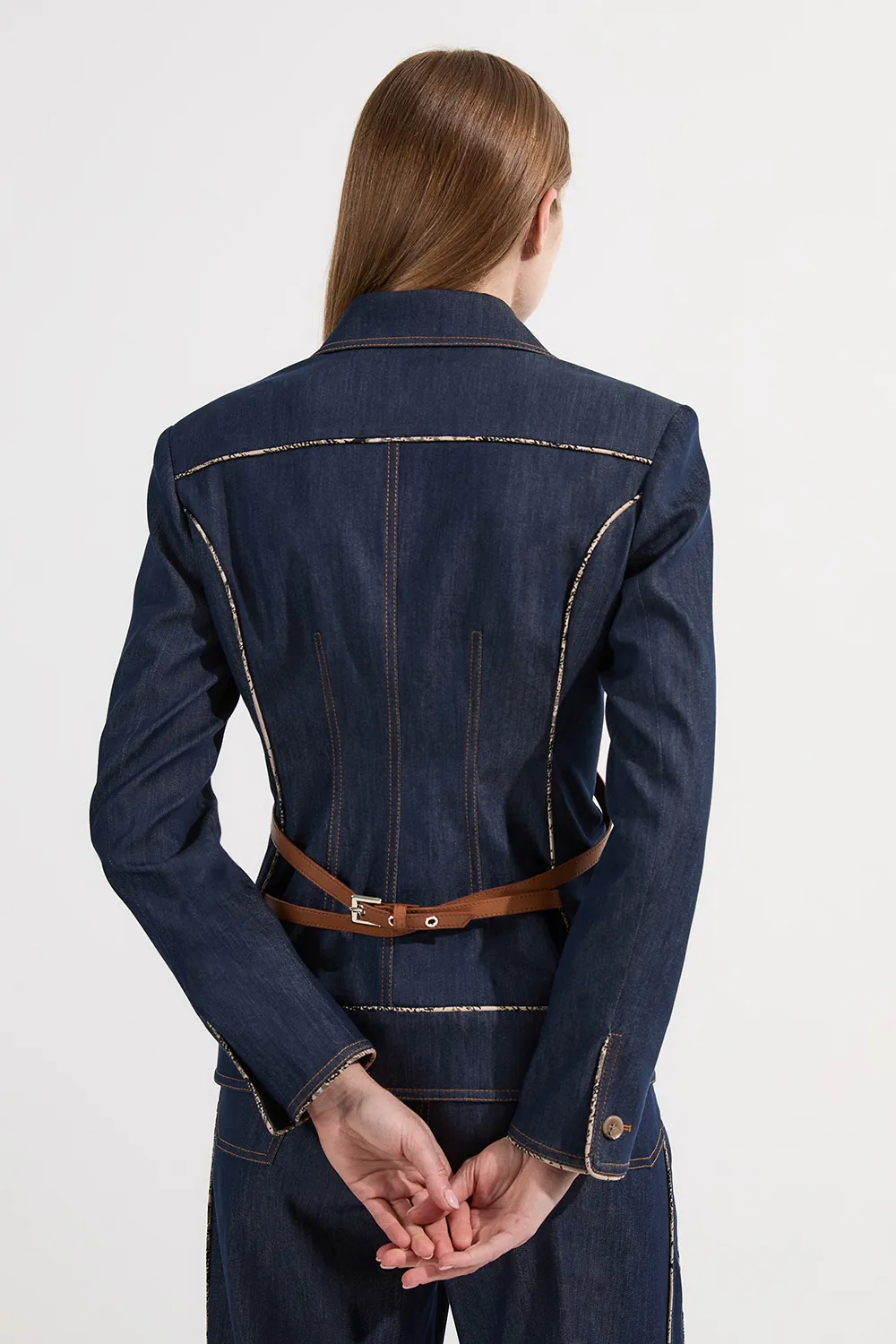 Archive Collection - Tailored Denim Belted Single Breasted Blazer BKK25289 6 Archive Collection - Tailored Denim Belted Single Breasted Blazer BKK25289