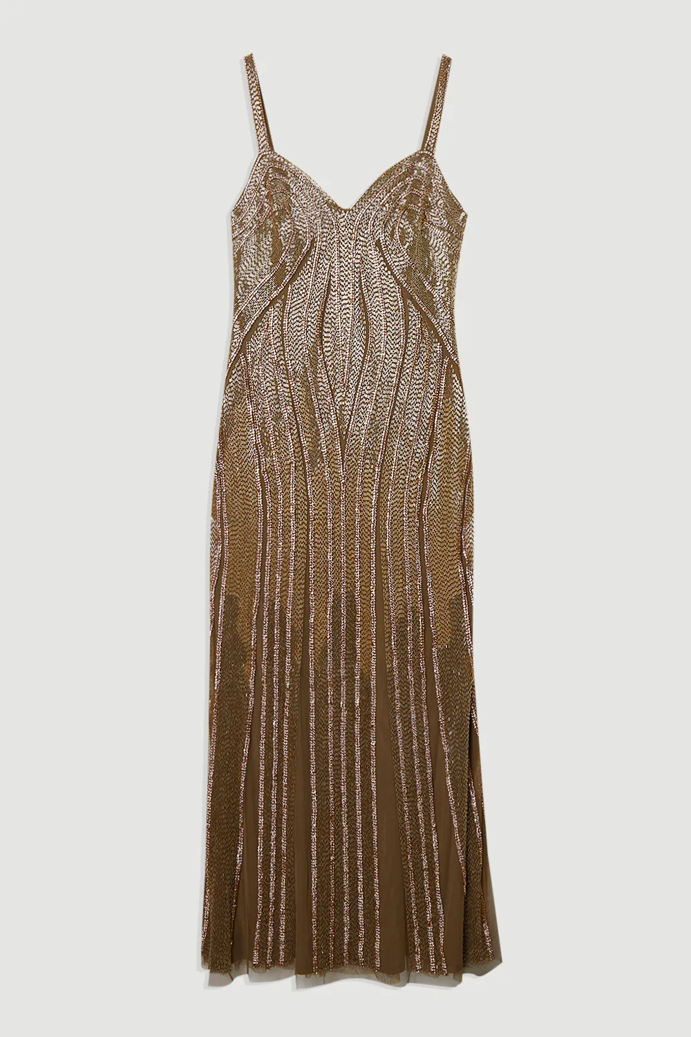 Petite Beaded Contour Sweet Heart Neckline Woven Maxi Dress BKK25320