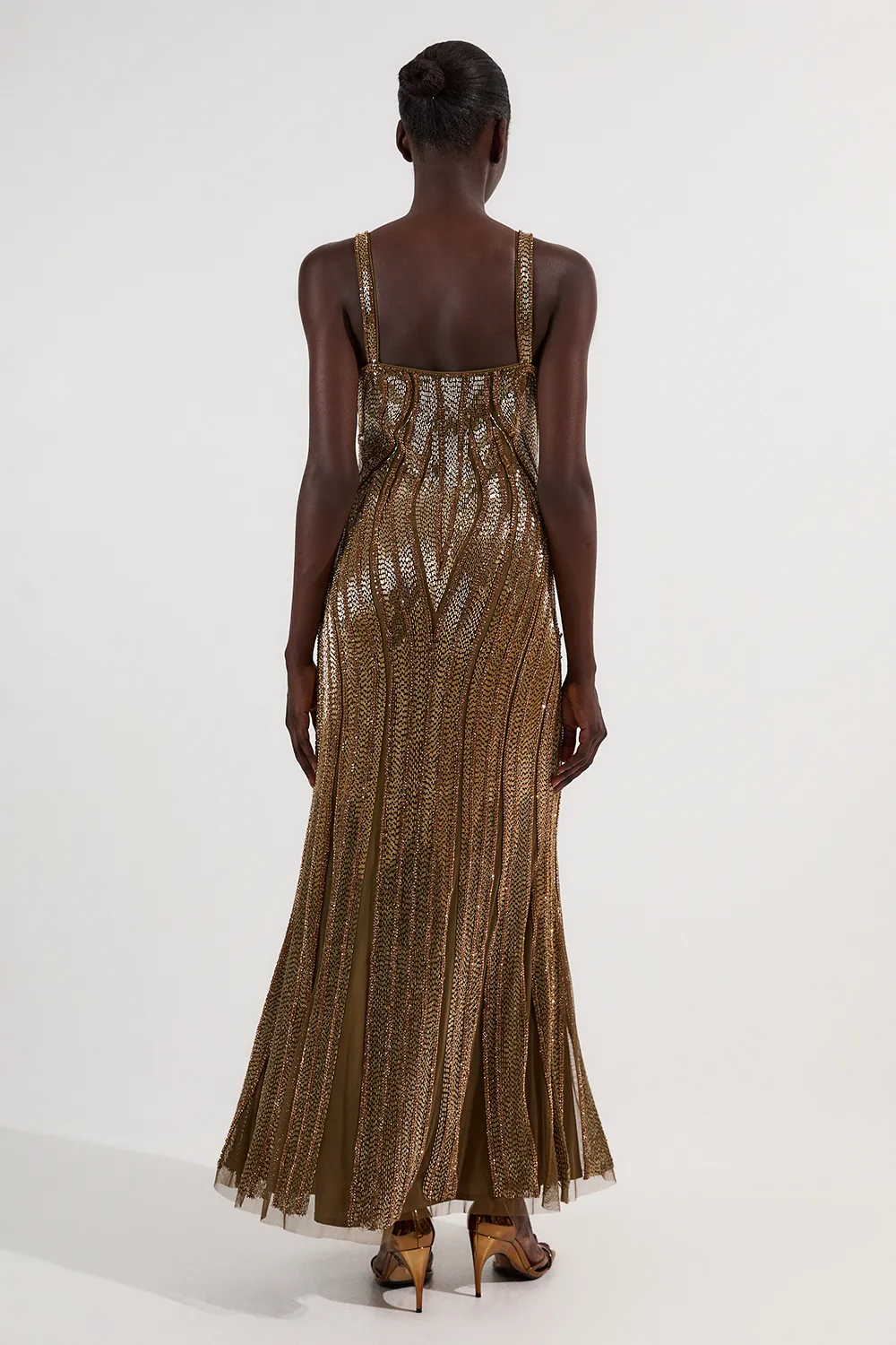 Petite Beaded Contour Sweet Heart Neckline Woven Maxi Dress BKK25320