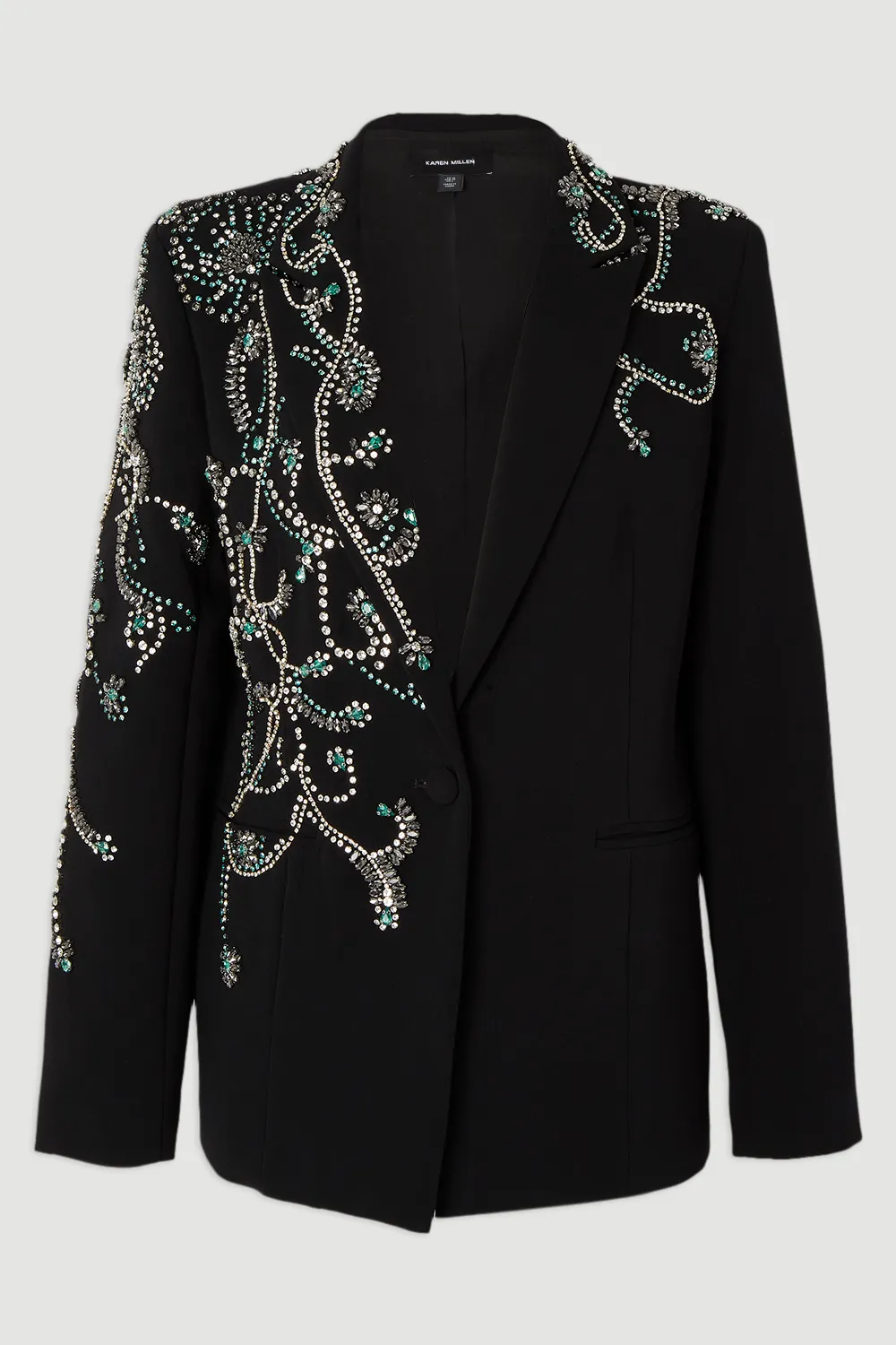 Crystal Embellished Tailored Single Breasted Blazer BKK25336 4 Crystal Embellished Tailored Single Breasted Blazer BKK25336