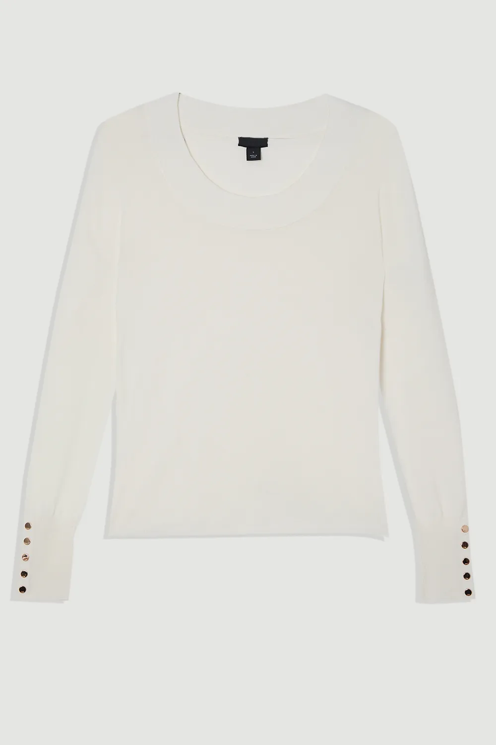 Viscose Blend Long Sleeve Scoop Neck Knitted Top BKK25377