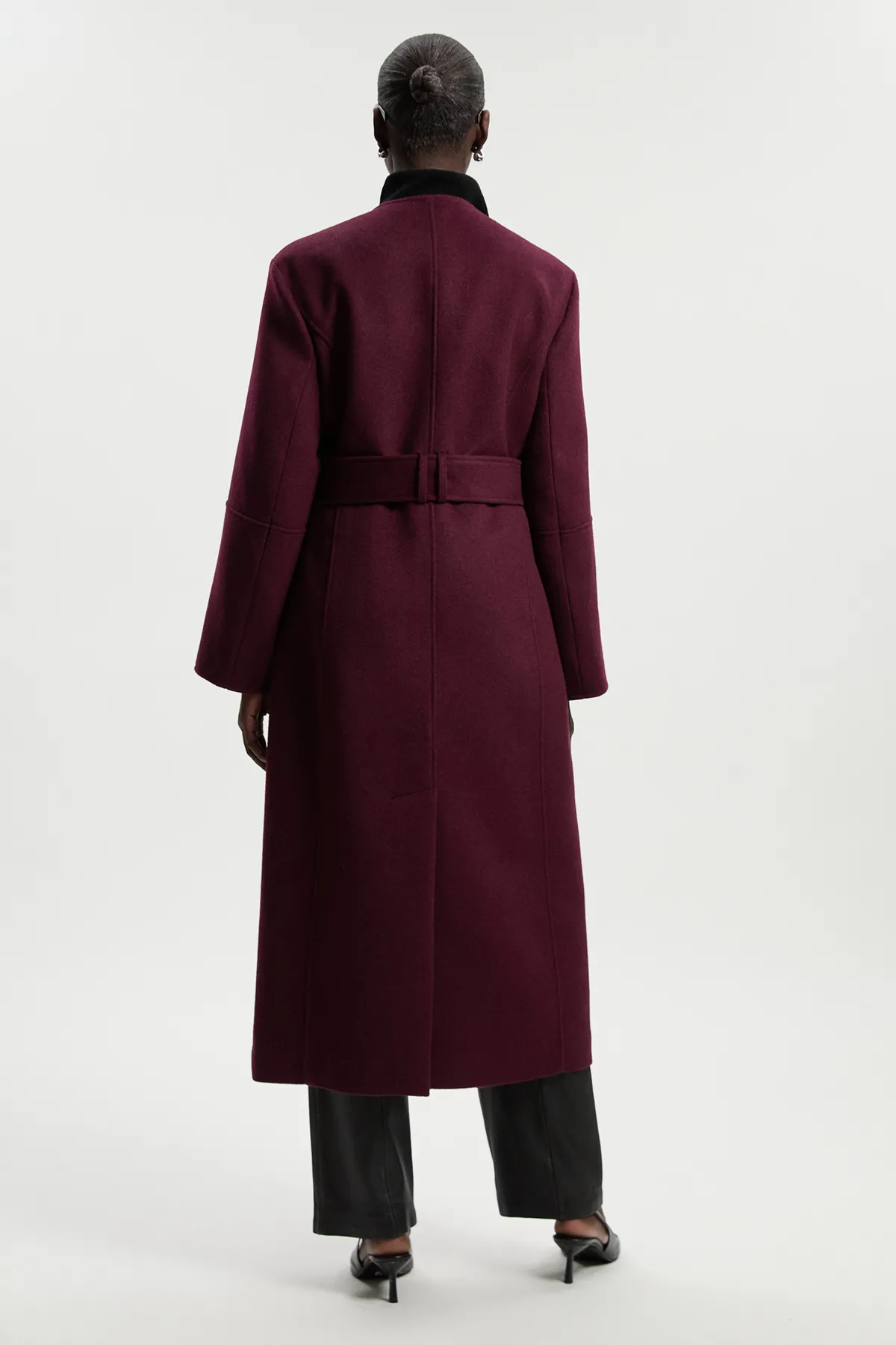 Brushed Wool Single Breasted Belted Tailored Maxi Coat BKK25381 6 Brushed Wool Single Breasted Belted Tailored Maxi Coat BKK25381