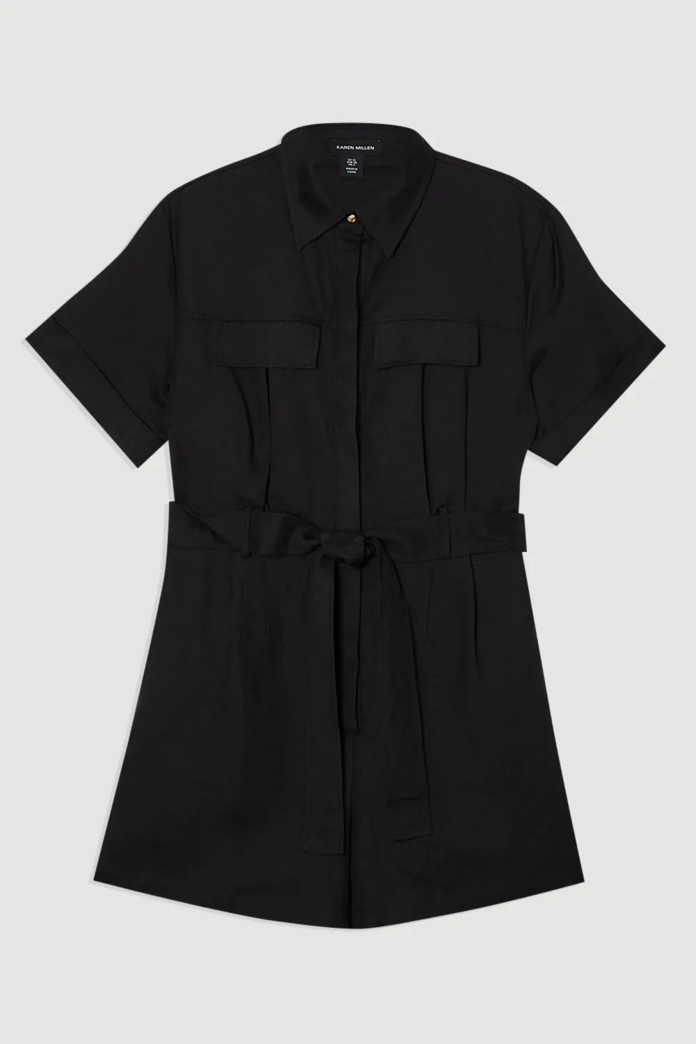 Viscose Linen Woven Belted Romper BKK25445