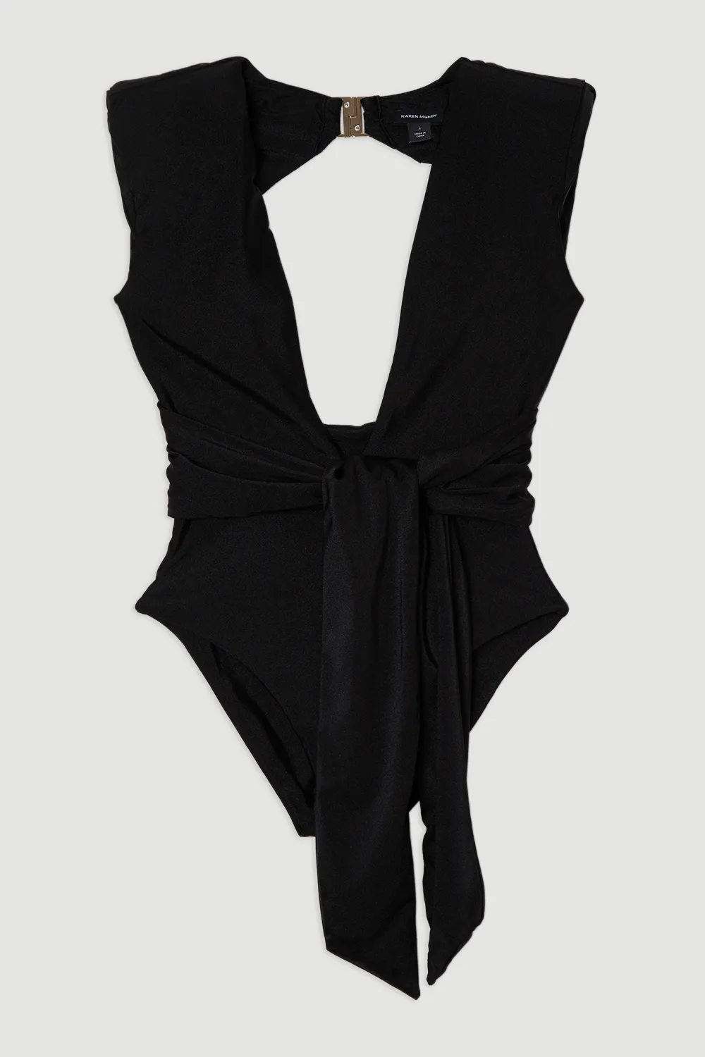 Wet Look Power Shoulder Plunge Detail Swimsuit BKK25465 4 Wet Look Power Shoulder Plunge Detail Swimsuit BKK25465