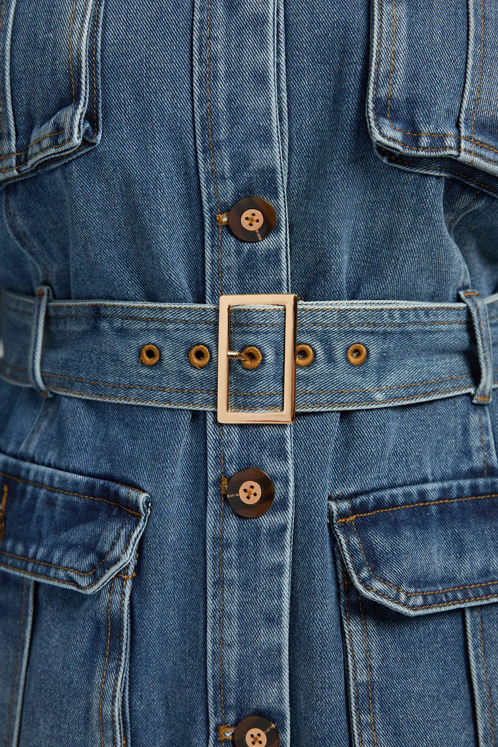 Plus Size Denim Pocket Detail Belted Safari Jacket BKK25467 3 Plus Size Denim Pocket Detail Belted Safari Jacket BKK25467
