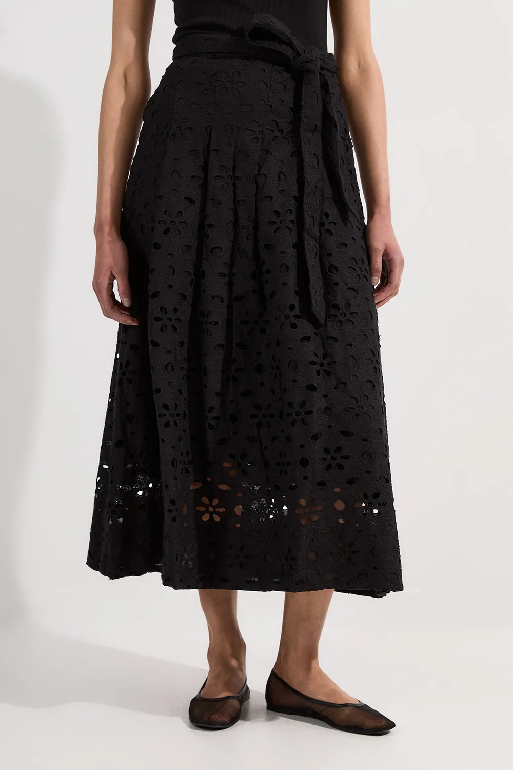 Cotton Eyelet Woven Maxi Skirt BKK25473