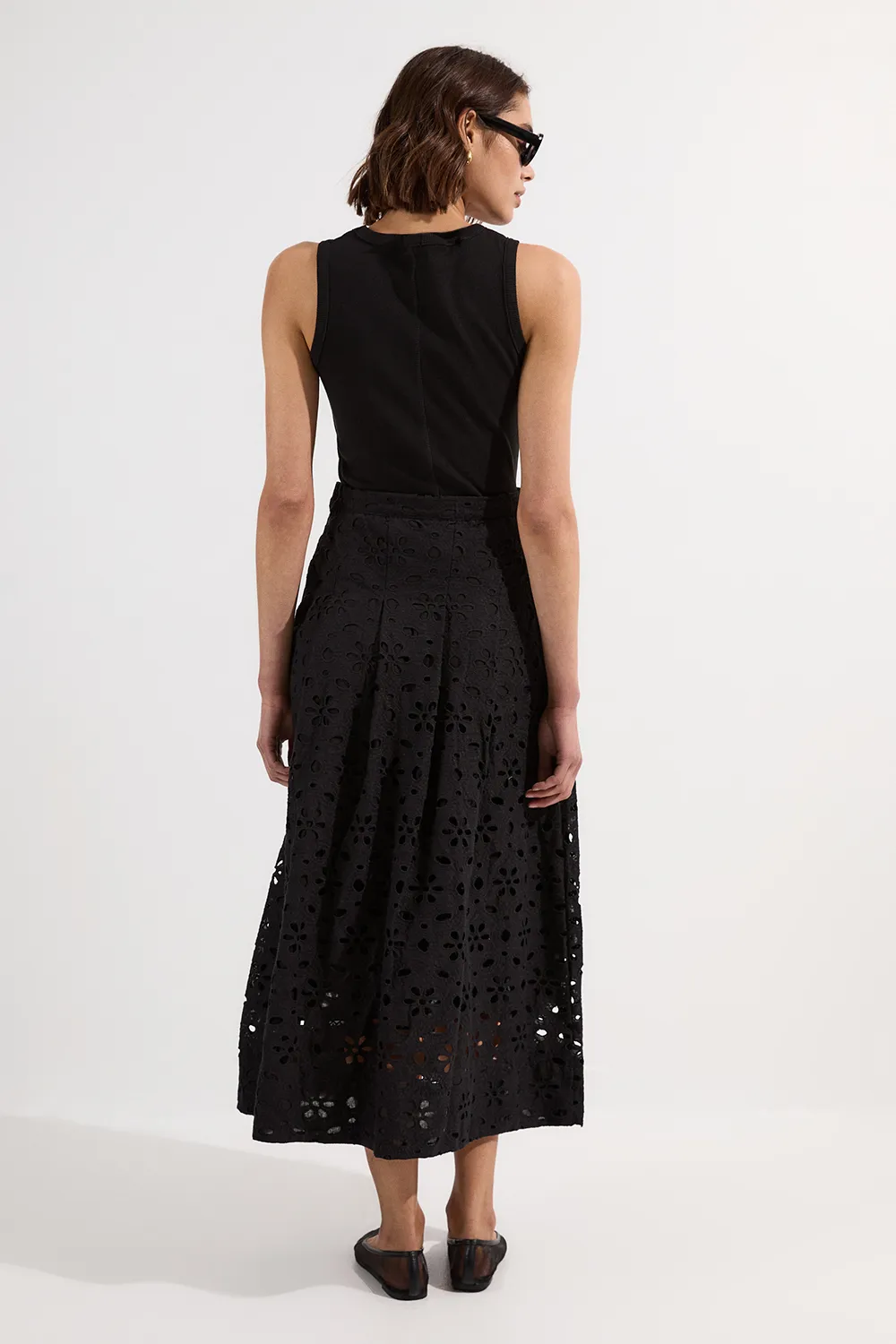 Cotton Eyelet Woven Maxi Skirt BKK25473