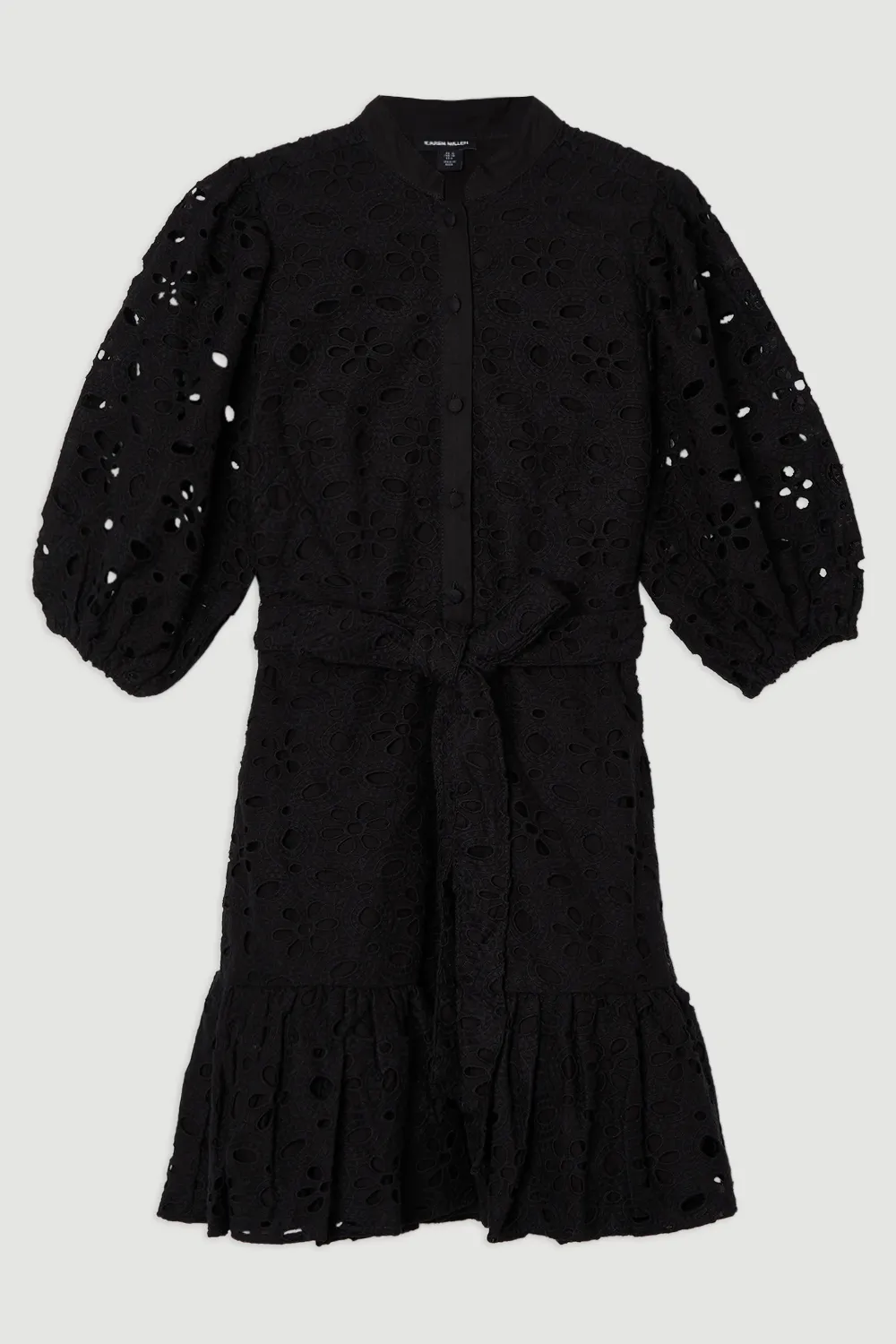 Cotton Eyelet Belted Woven Mini Dress BKK25477