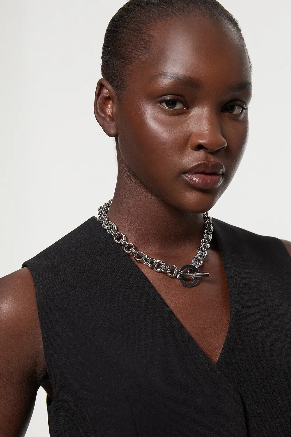 Hand Set European Crystal T-Bar Chain Necklace BKK22796