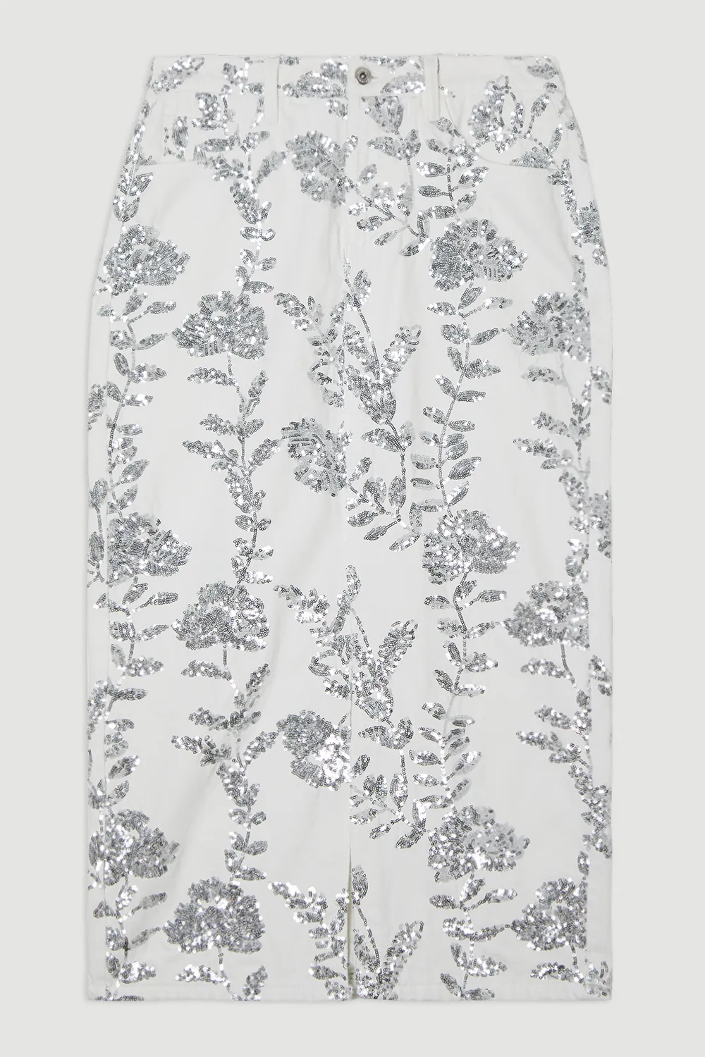 Denim All Over Floral Sequin Skirt BKK25503