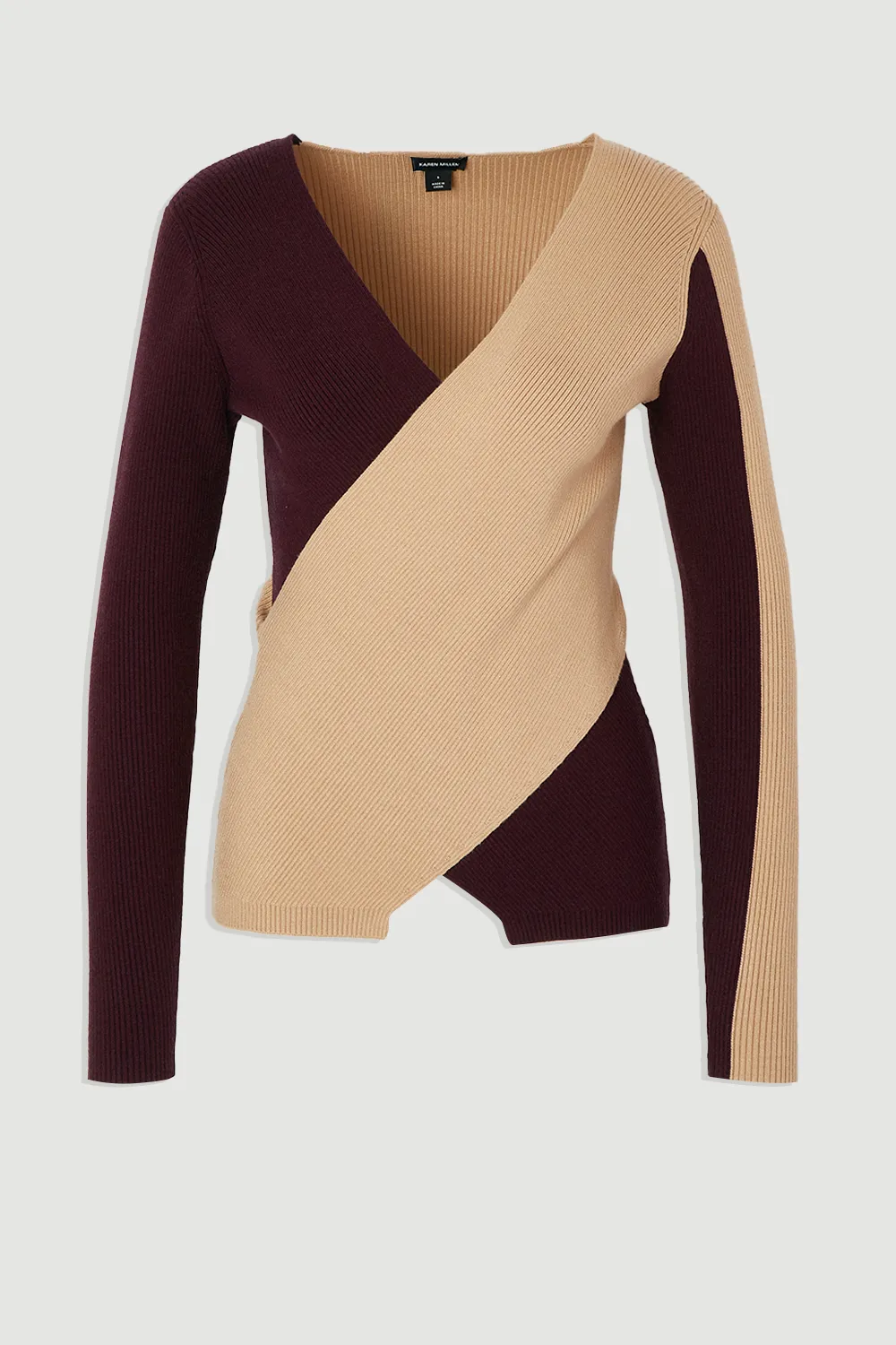 Soft Rib Wrap Front Knitted Jumper BKK25516