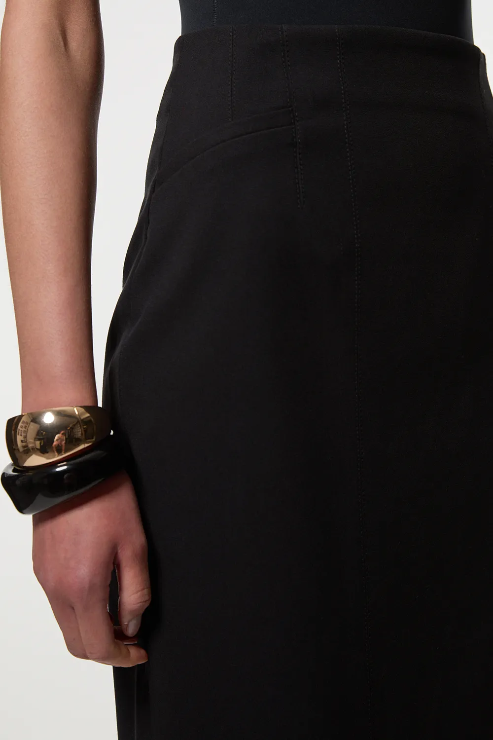 Compact Stretch Pocket Detail Tailored Midi Pencil Skirt BKK25558