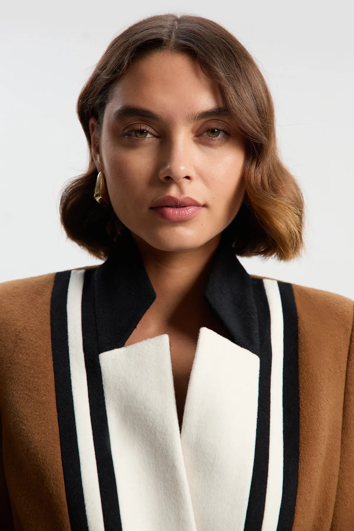 Brushed Wool Colour Block Tailored Belted Midi Coat BKK25592 3 Brushed Wool Colour Block Tailored Belted Midi Coat BKK25592