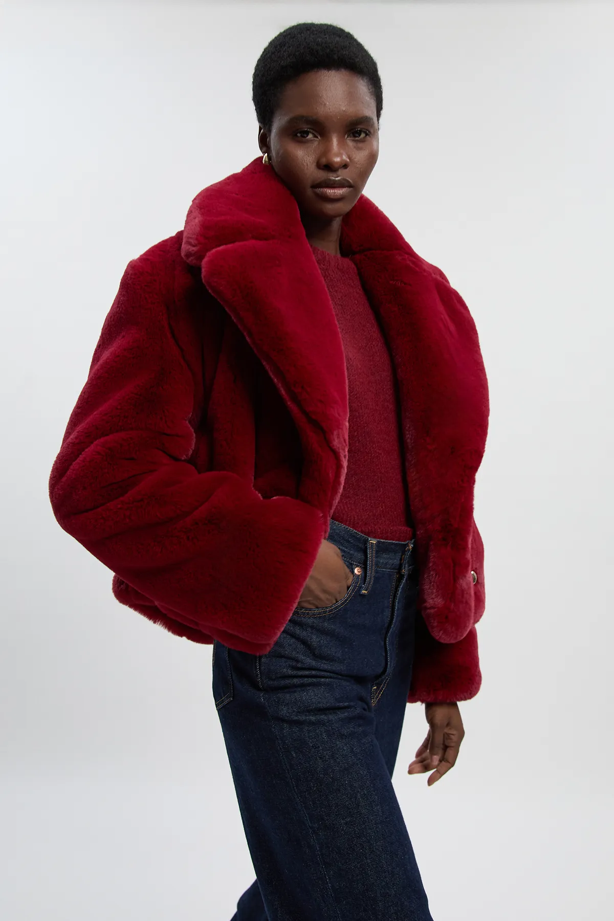 Faux Fur Buttoned Short Coat BKK25608