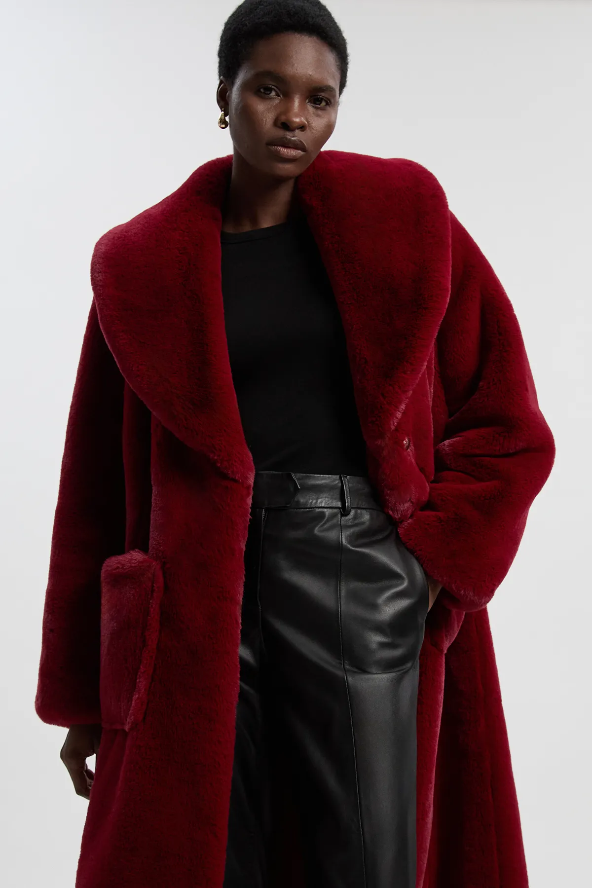 Faux Fur Buttoned Midi Coat BKK25612