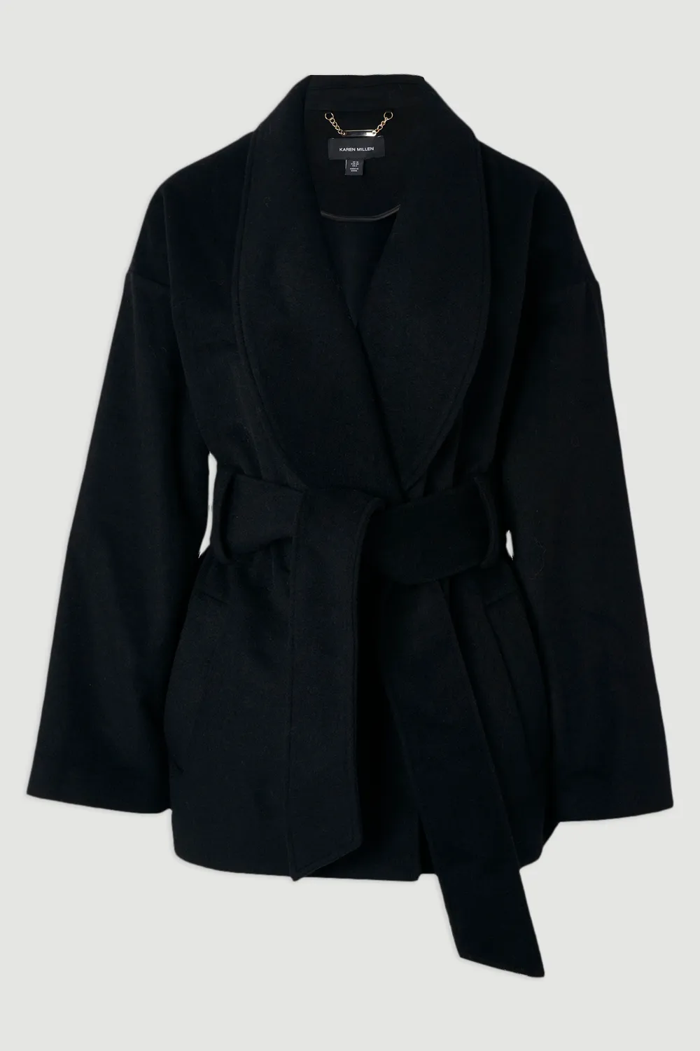 Brushed Wool Belted Wrap Tailored Short Coat BKK25619 4 Brushed Wool Belted Wrap Tailored Short Coat BKK25619