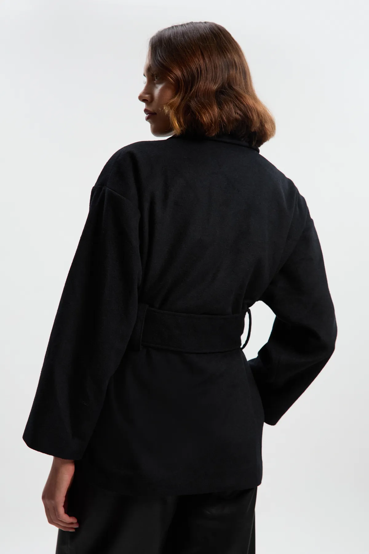 Brushed Wool Belted Wrap Tailored Short Coat BKK25619 5 Brushed Wool Belted Wrap Tailored Short Coat BKK25619