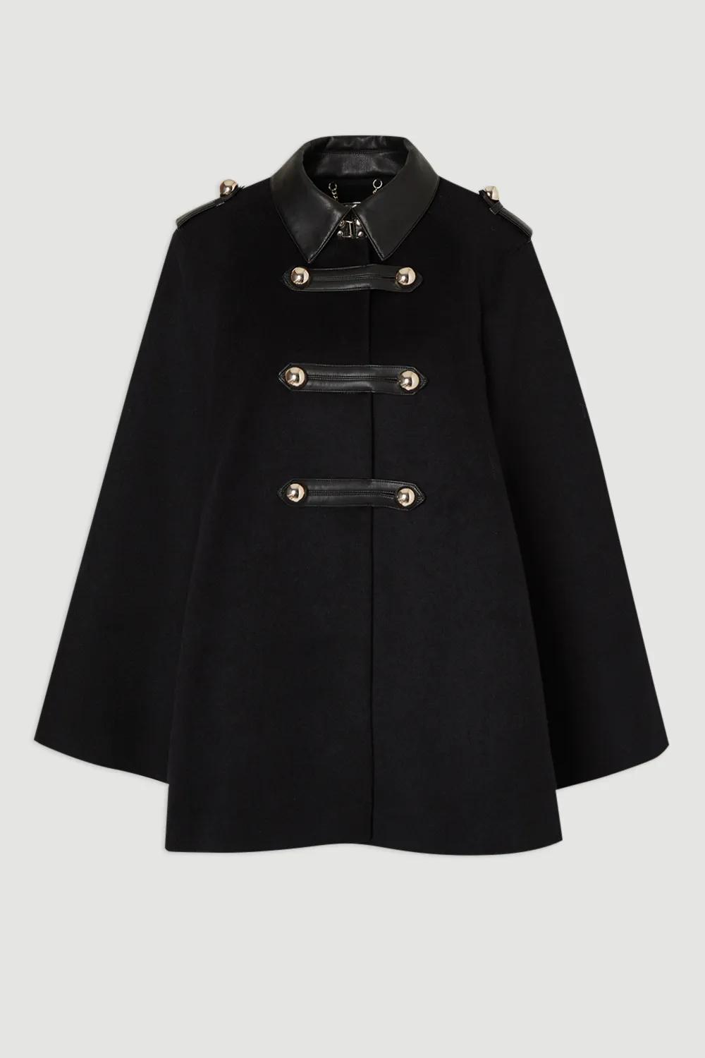 Brushed Wool PU Mix Tailored Cape Short Coat BKK25625 4 Brushed Wool PU Mix Tailored Cape Short Coat BKK25625