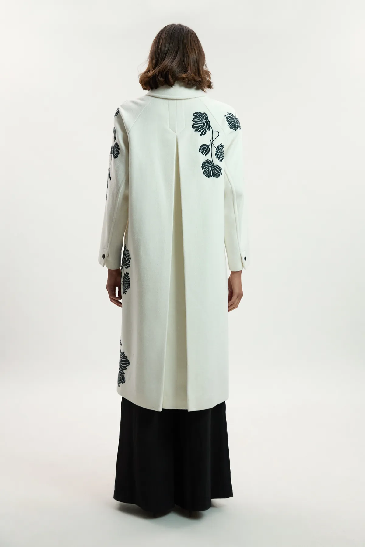 Brushed Wool Placed Embroidery Tailored Midi Coat BKK25628 3 Brushed Wool Placed Embroidery Tailored Midi Coat BKK25628