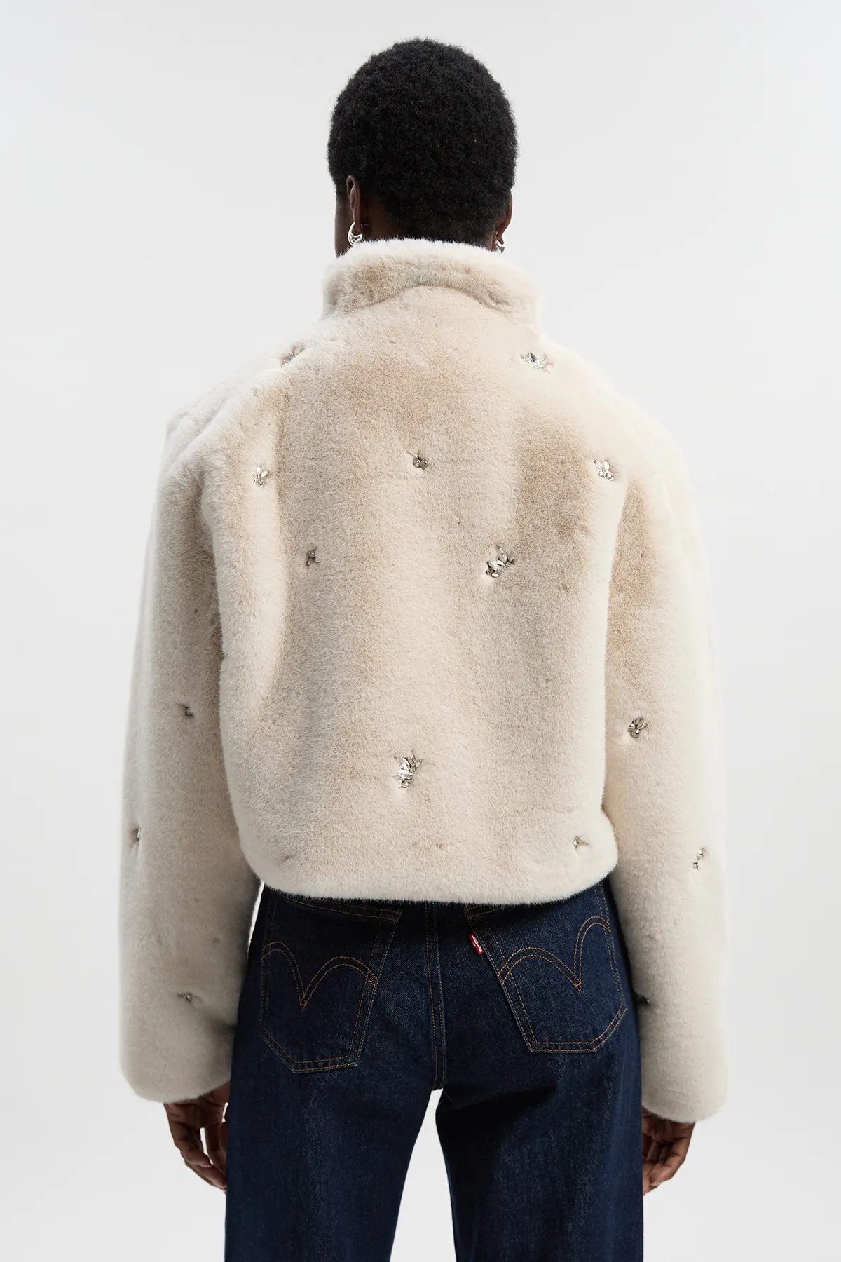 Crystal Embellished Faux Fur Short Coat BKK25637 5 Crystal Embellished Faux Fur Short Coat BKK25637