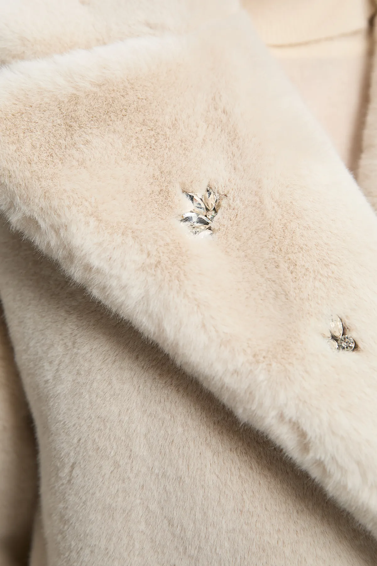 Crystal Embellished Faux Fur Long Coat BKK25638 3 Crystal Embellished Faux Fur Long Coat BKK25638