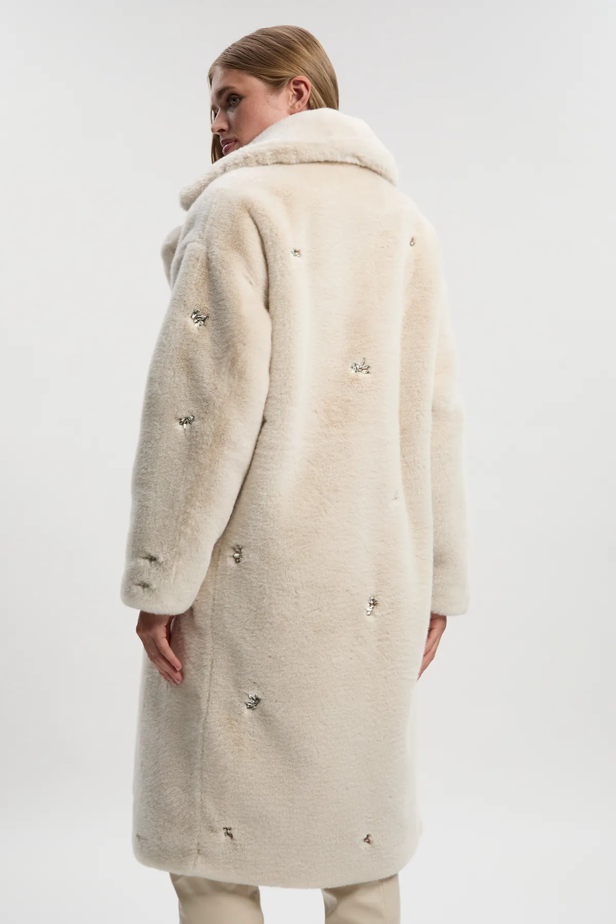 Crystal Embellished Faux Fur Long Coat BKK25638 5 Crystal Embellished Faux Fur Long Coat BKK25638