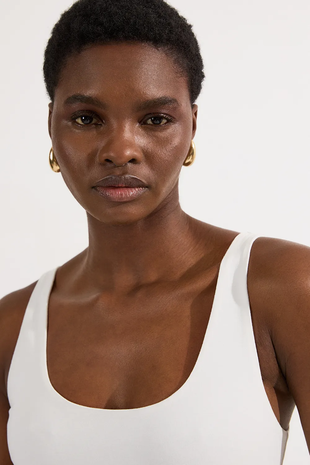 Stretch Cotton Sleeveless Scoop Neck Jersey Bodysuit BKK25656