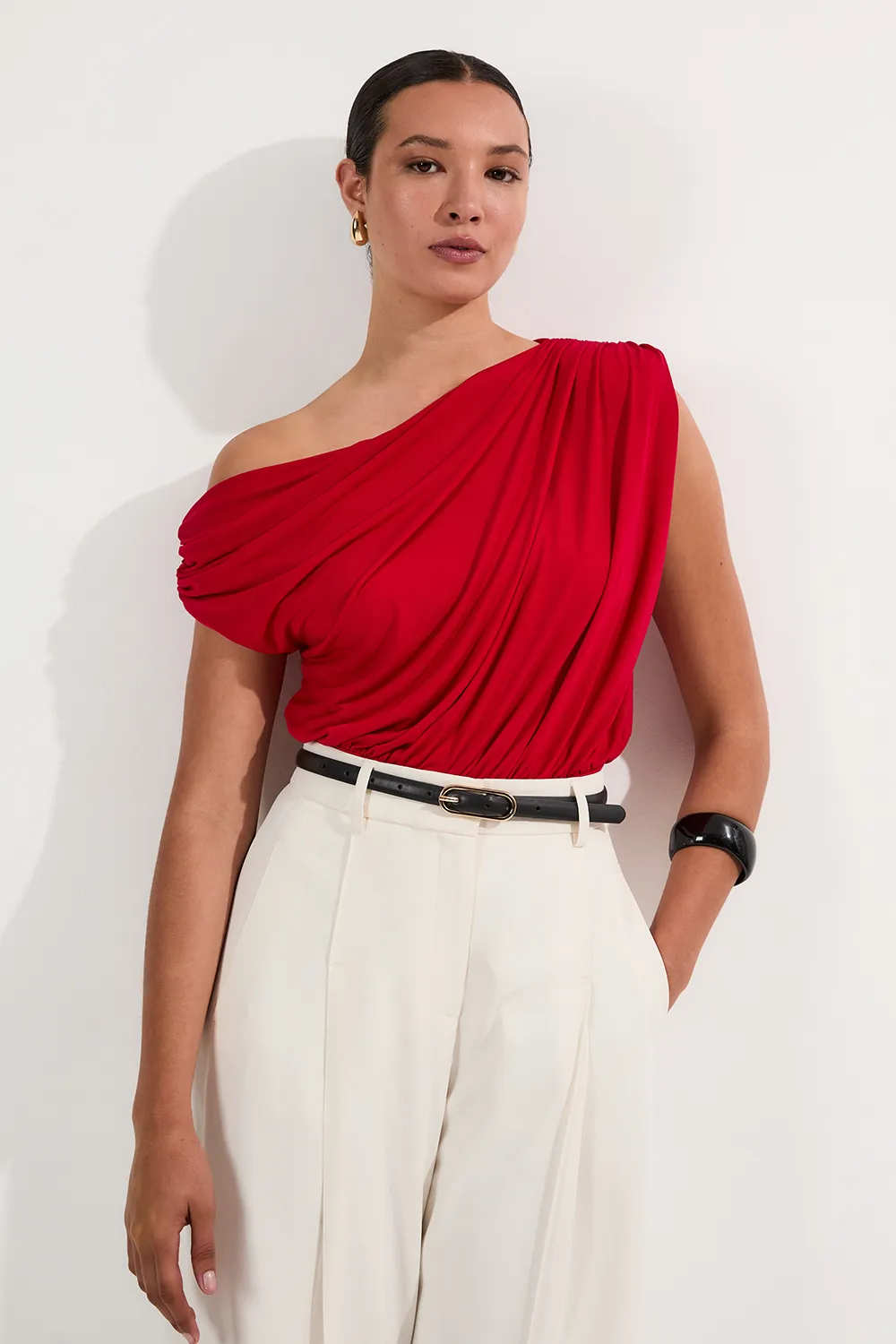 Jersey Crepe Asymmetric Bodysuit BKK25661