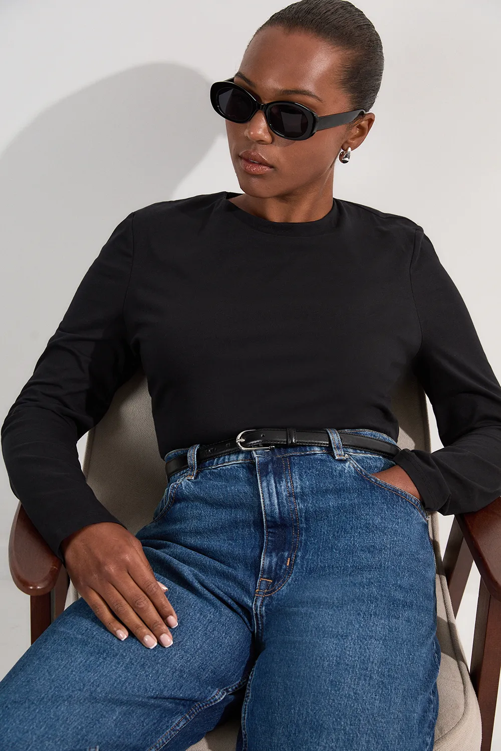 Plus Size Stretch Cotton Crew Neck Long Sleeve Top BKK25680 3 Plus Size Stretch Cotton Crew Neck Long Sleeve Top BKK25680