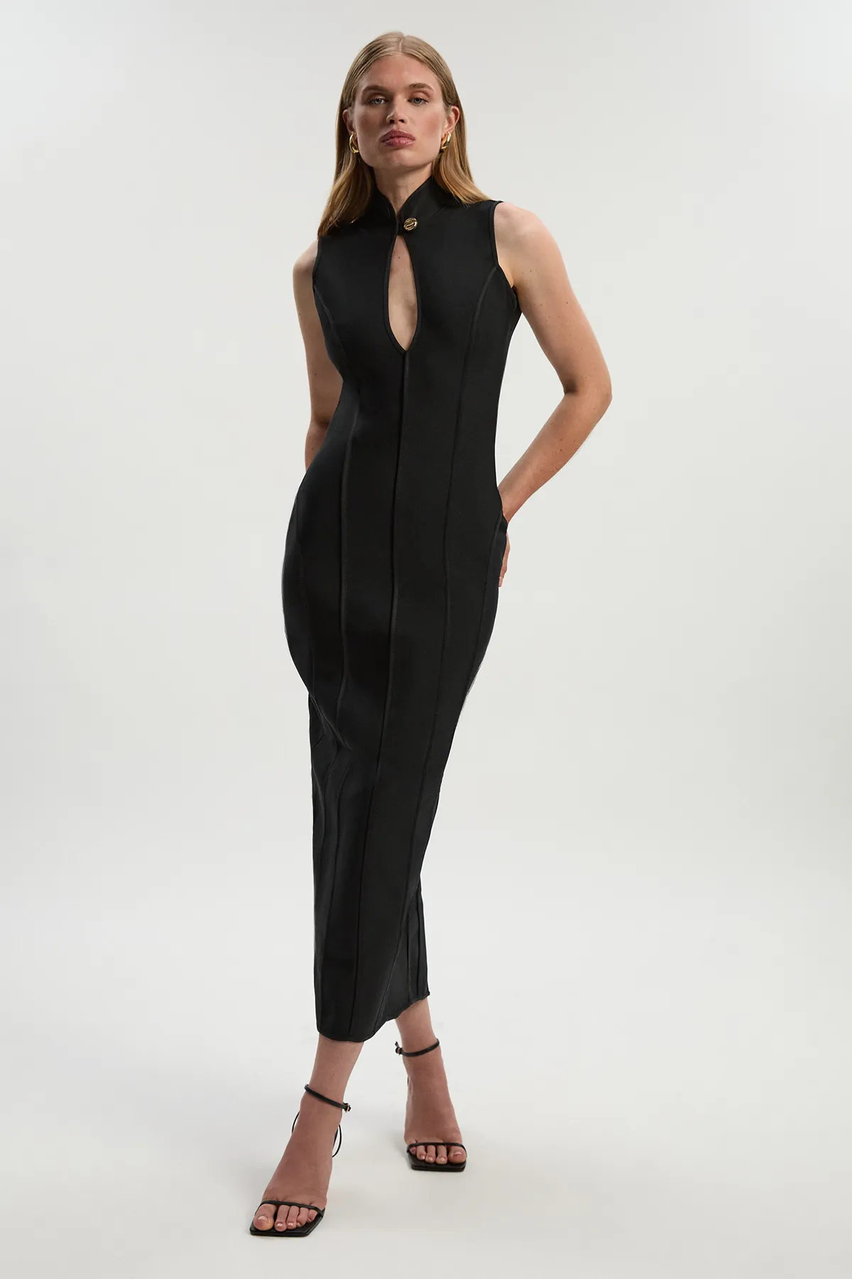 Figure Form Bandage Sleeveless Pencil Knit Maxi Dress BKK25737