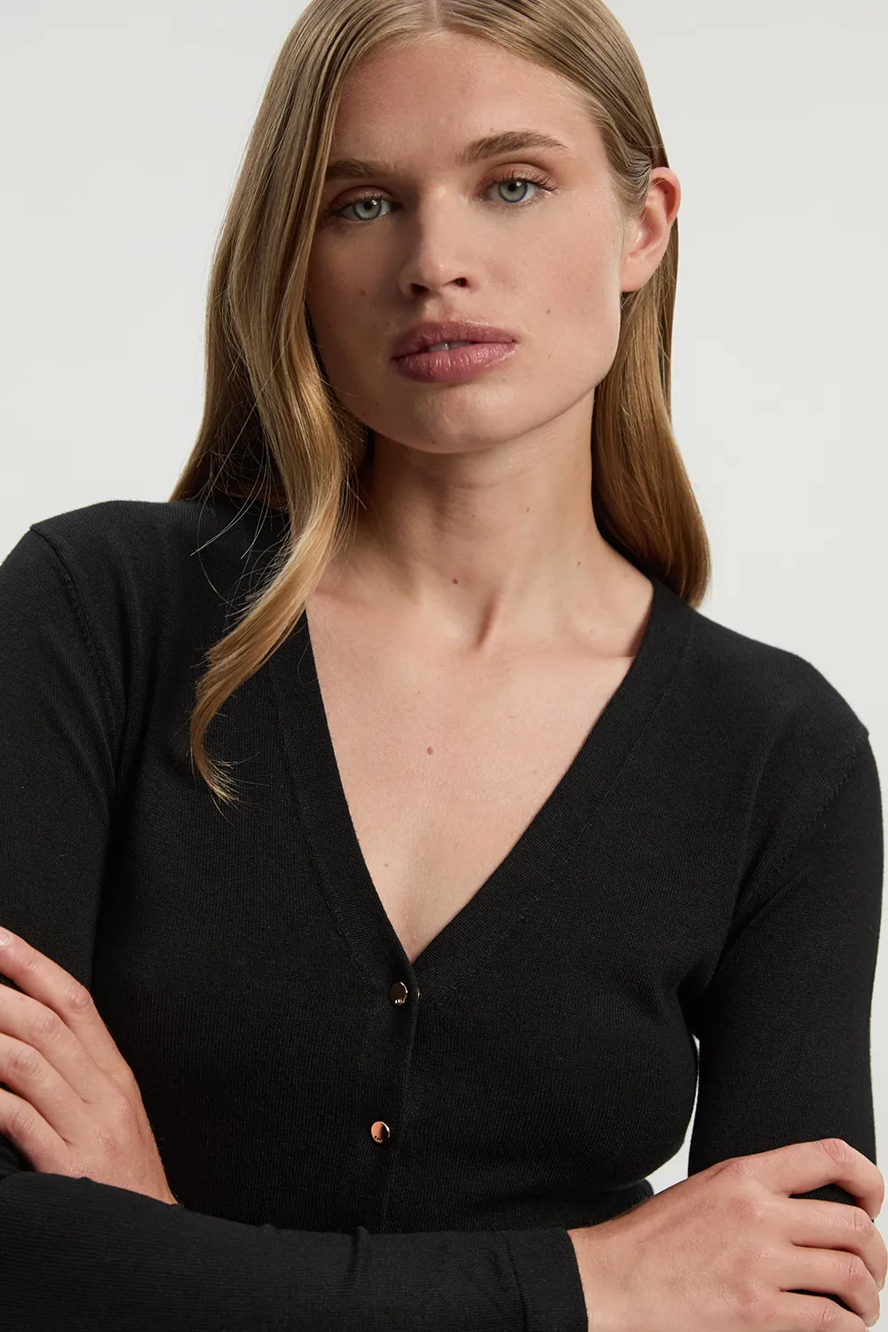 Viscose Blend Knitted Button Detail Cardigan BKK25740