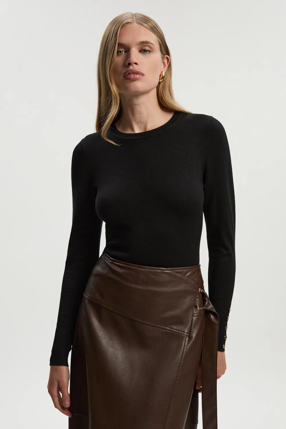 Viscose Blend Knitted Crew Neck Jumper BKK25745