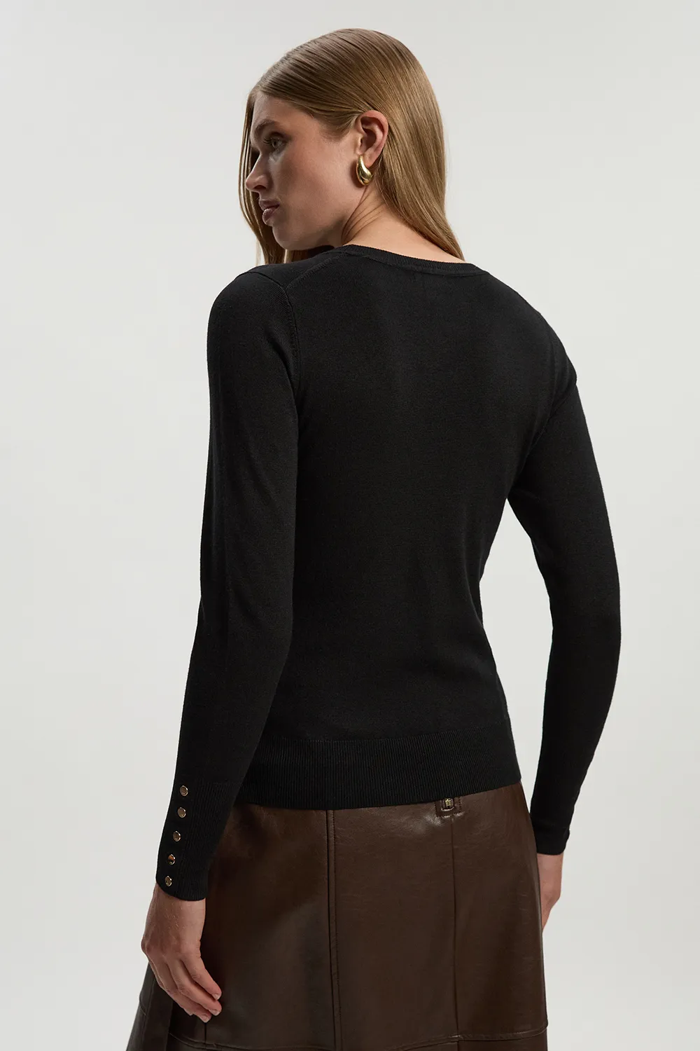 Viscose Blend Knitted Crew Neck Jumper BKK25745