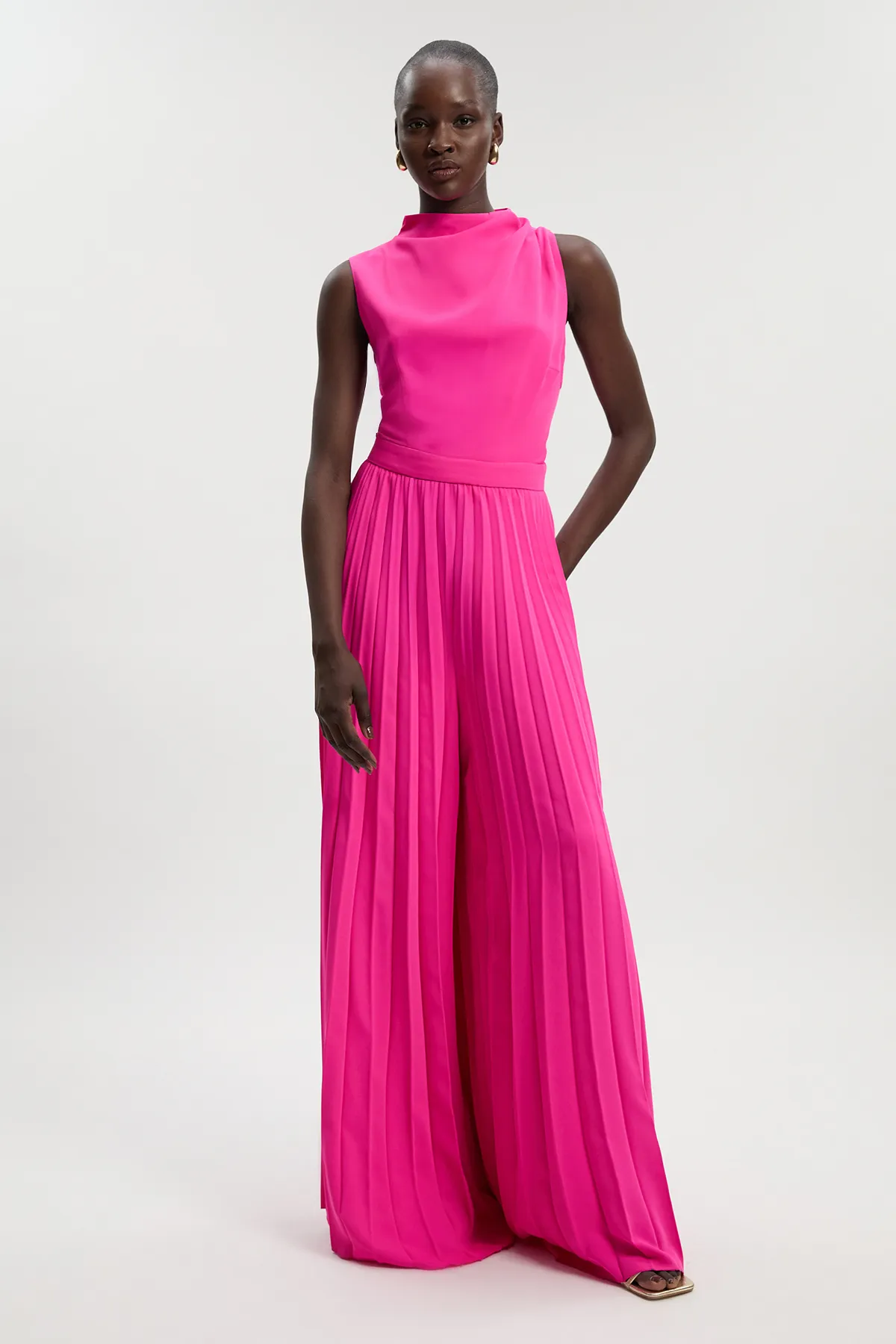 Soft Tailored Halter Neck Pleated Jumpsuit BKK25787