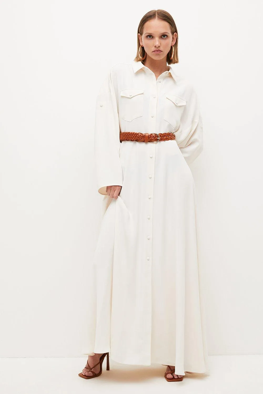 Lydia Millen Petite Belted Maxi Shirt Dress BKK04090