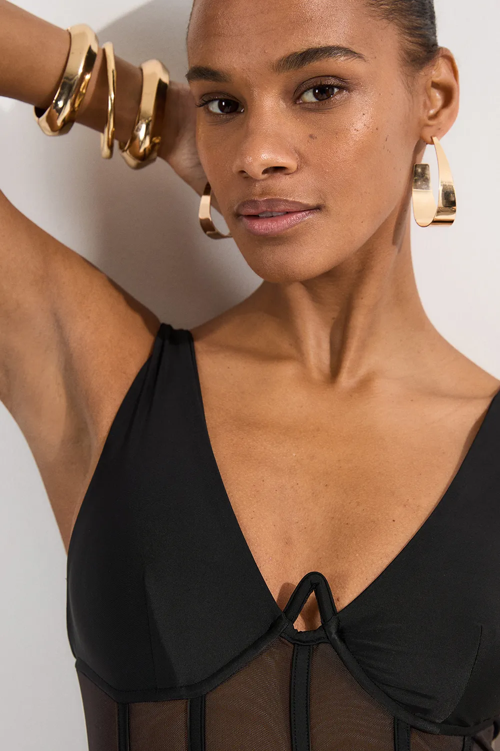 Panelled Mesh Cup Detail Swimsuit BKK25821 3 Panelled Mesh Cup Detail Swimsuit BKK25821