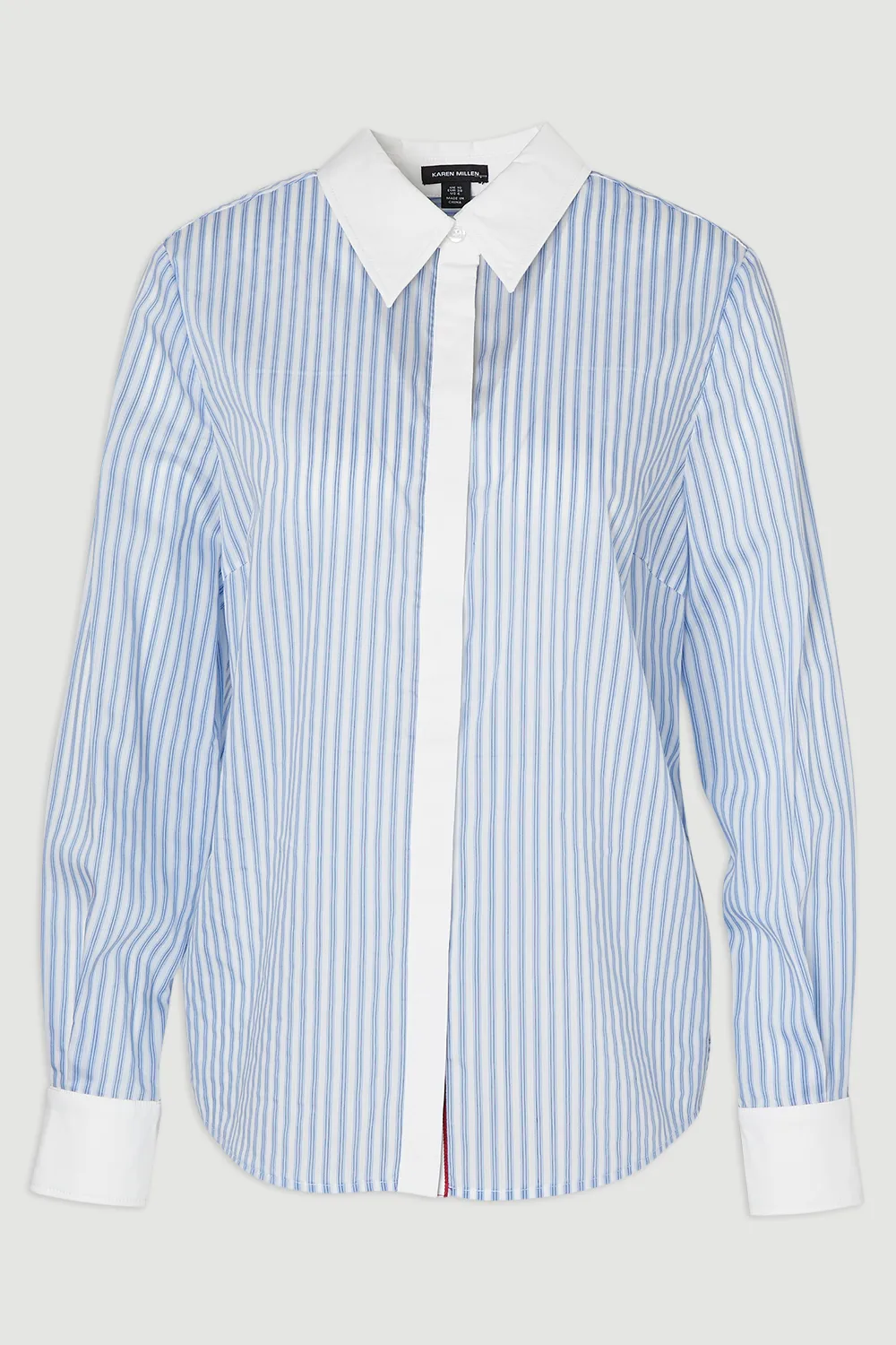 Contrast Collar Stripe Woven Shirt BKK25830 4 Contrast Collar Stripe Woven Shirt BKK25830