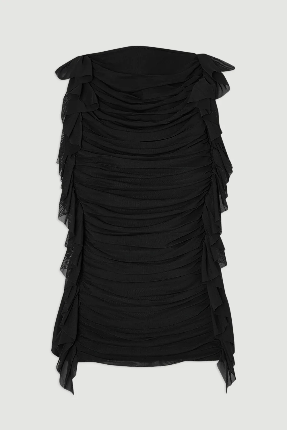 Bandage Mesh Gathered Ruffle Knit Top BKK25835 4 Bandage Mesh Gathered Ruffle Knit Top BKK25835