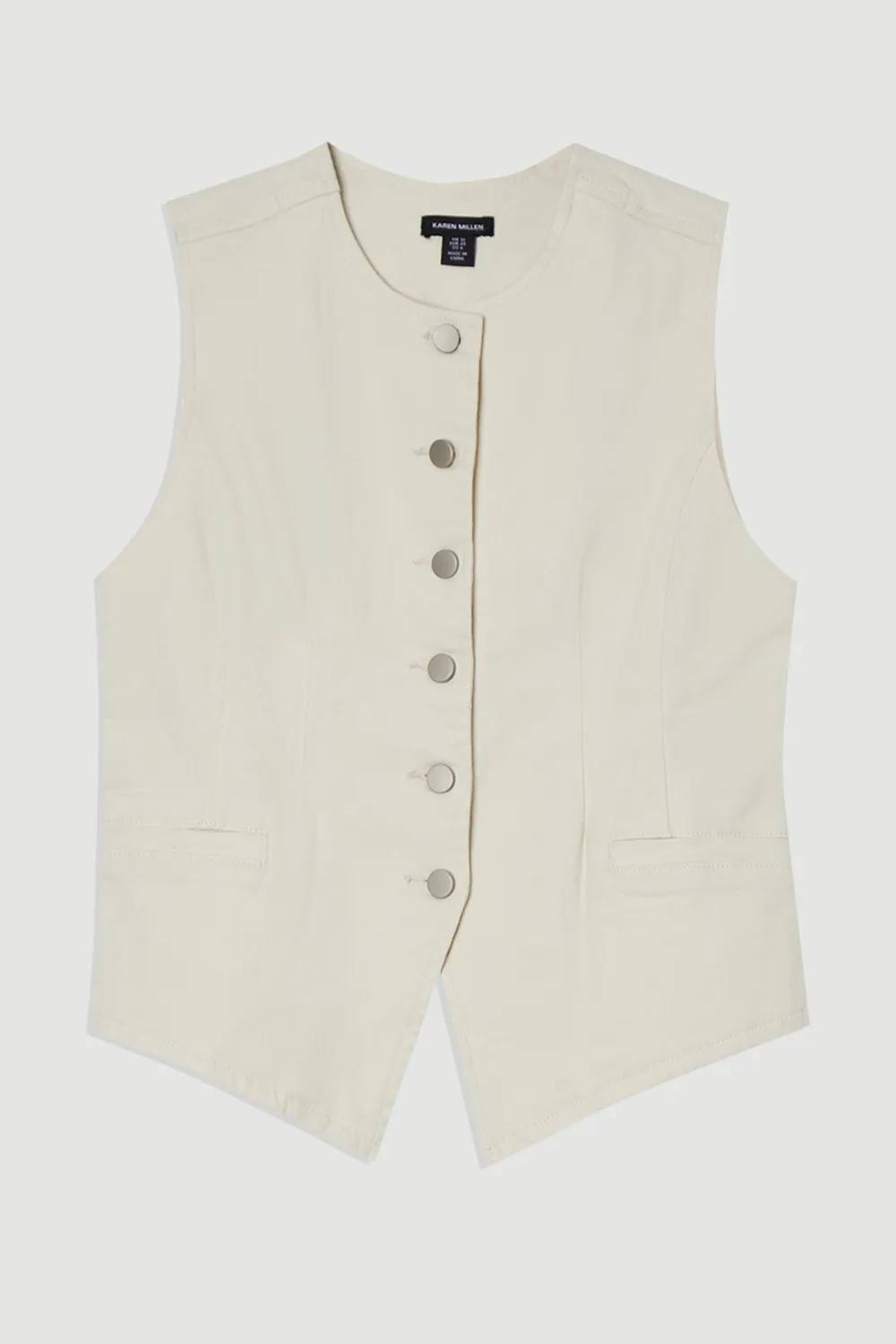 Denim High Neck Waistcoat BKK25866 4 Denim High Neck Waistcoat BKK25866