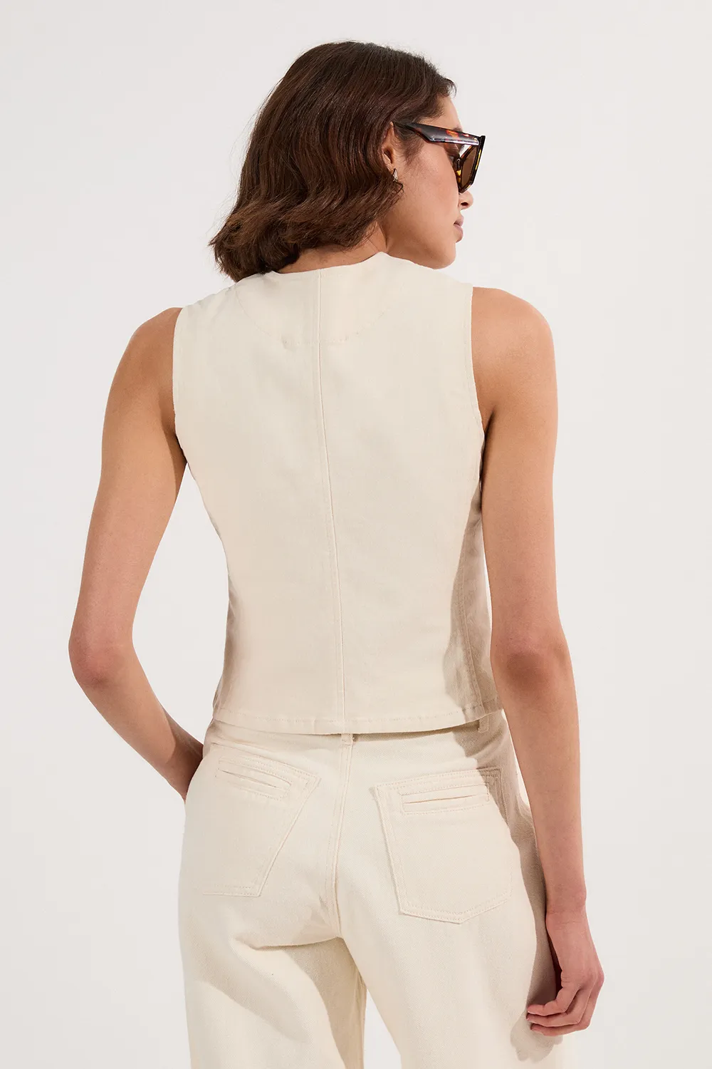 Denim High Neck Waistcoat BKK25866 5 Denim High Neck Waistcoat BKK25866