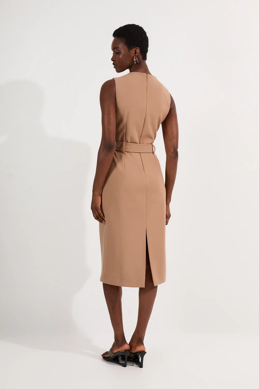 Compact Stretch Belted Pencil Midi Dress BKK25868 3 Compact Stretch Belted Pencil Midi Dress BKK25868