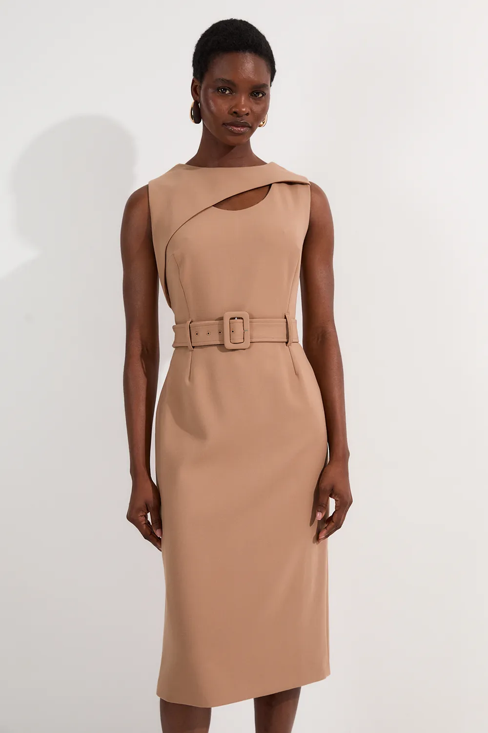 Compact Stretch Belted Pencil Midi Dress BKK25868 5 Compact Stretch Belted Pencil Midi Dress BKK25868