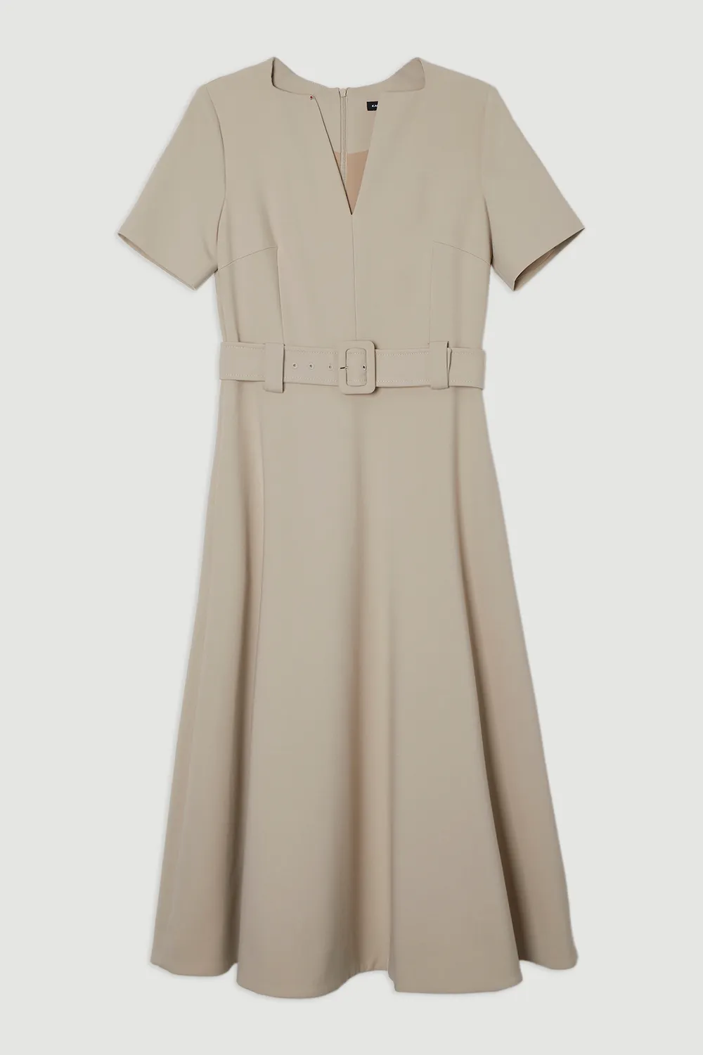 Compact Stretch Belted Full Skirted Midi Dress BKK25869 4 Compact Stretch Belted Full Skirted Midi Dress BKK25869