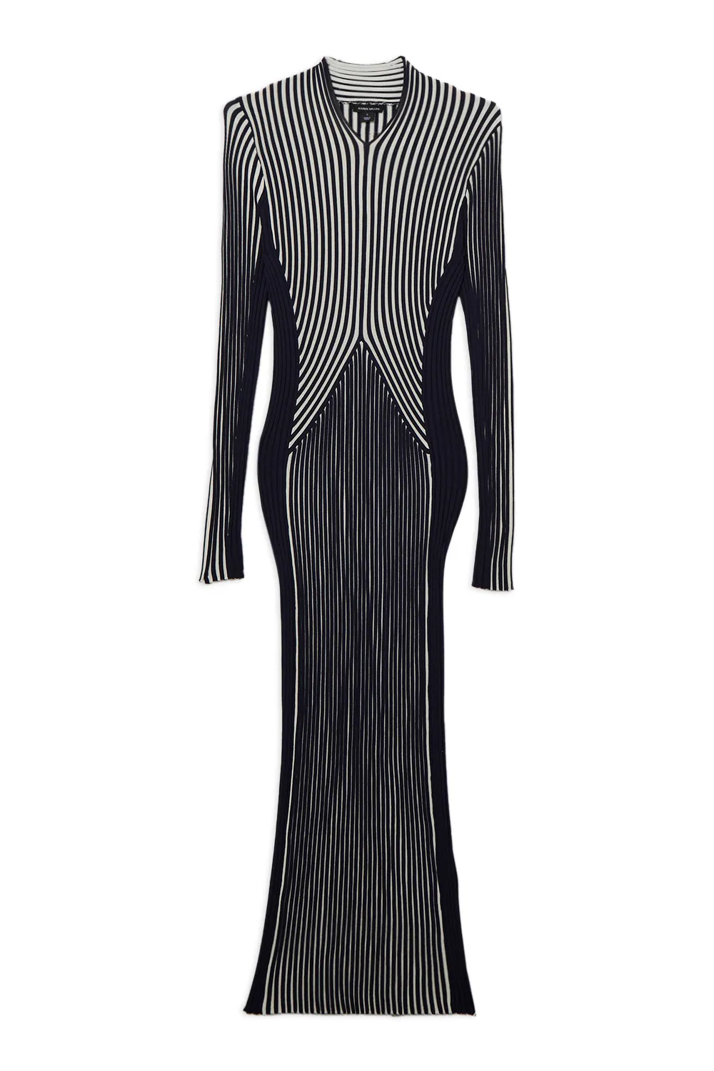 Petite Stripe Fitted Long Sleeve Knitted Midi Dress BKK25925