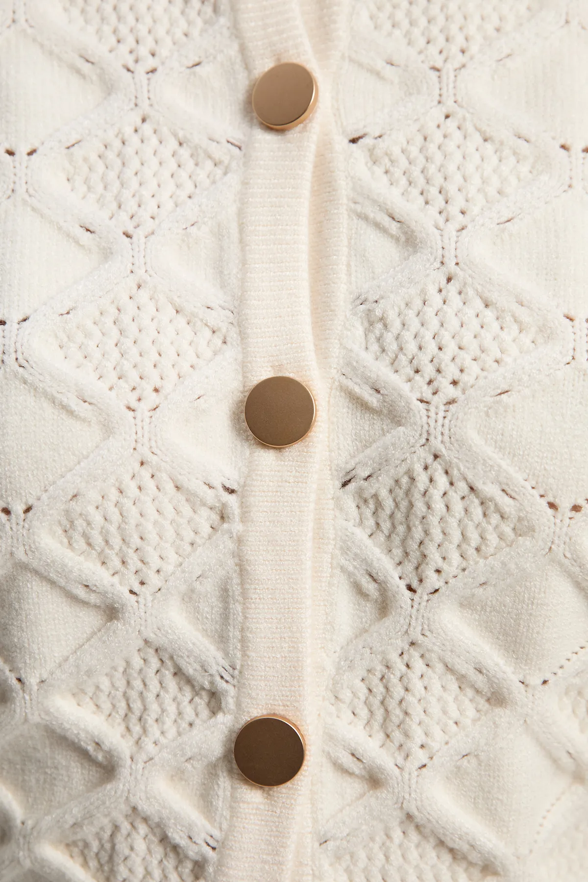 Cable Stitch Puff Sleeve Knit Cardigan BKK25935