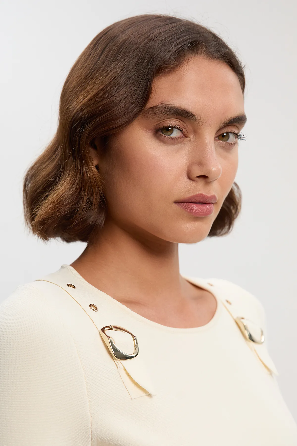 Buckle Trim Long Sleeve Knitted Top BKK26008