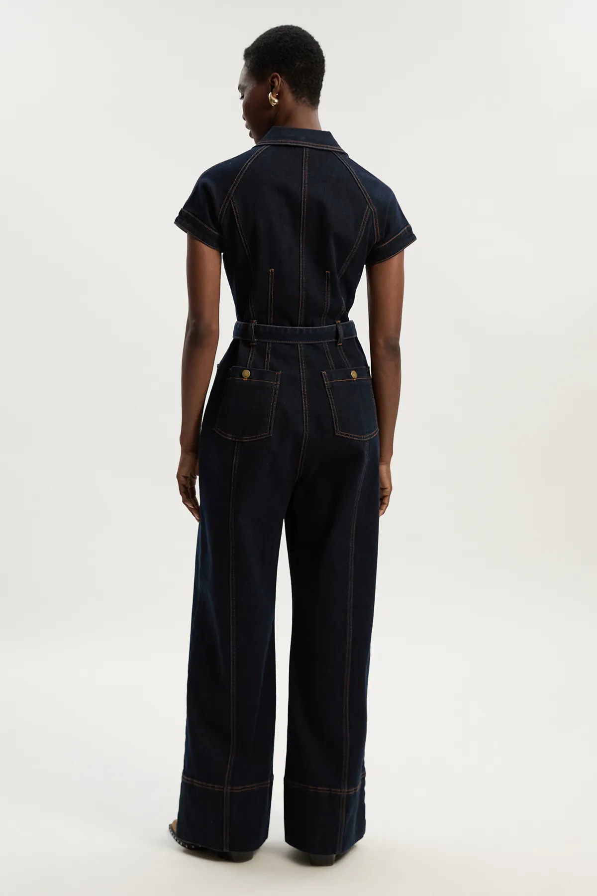 Denim Corset Waist Detail Wide Leg Jumpsuit BKK26057 5 Denim Corset Waist Detail Wide Leg Jumpsuit BKK26057